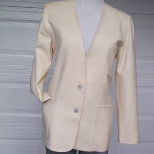 Designer WINTER White 100% Wool Lined BLAZER